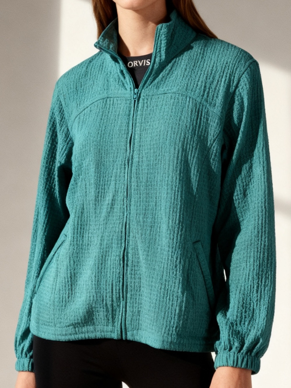 Orvis Lightweight Full Zip Jacket Women's Medium Petite Turquoise Nurse RN
